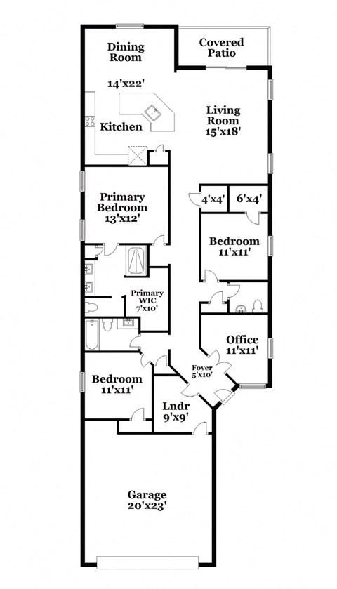 Floor plan for 3 beds, 2.5 baths, 1790 sqft
